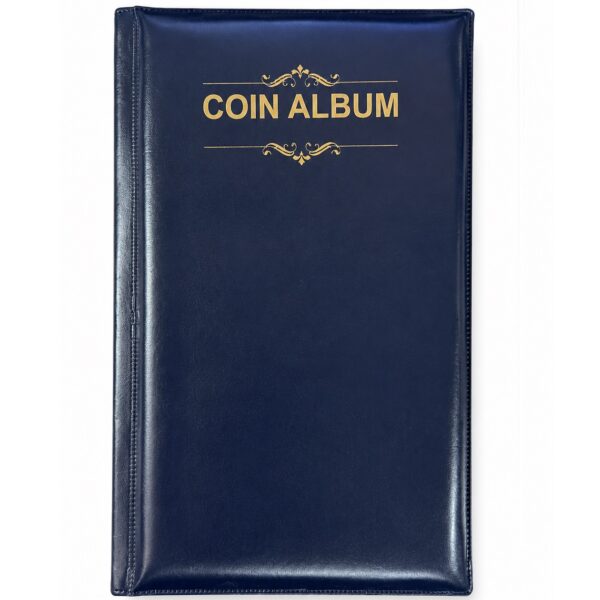 Atozshopi 150 Pockets Direct Insert Coin Collection & Storage Album – Pocket Size 4.5 x 3 cm (Pack of 1, Blue)